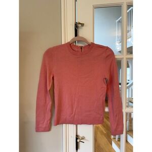 Alice + Olivia Coral Pink Long Sleeve Crewneck Sweater Back Zip Women Small